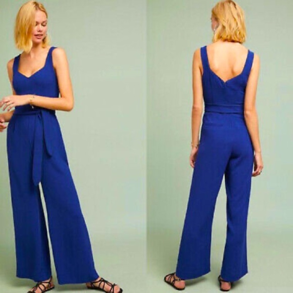 Anthropologie blue jumpsuit